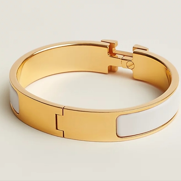 Authentic Hermes Narrow Click H Bracelet in Enamel with Gold-Plated hardware - Picture 5 of 7
